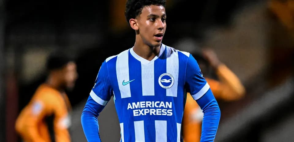Player in Brighton & Hove Albion kit on field