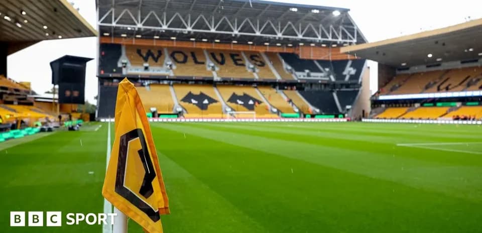Corner flag in front of Molineux Stadium
