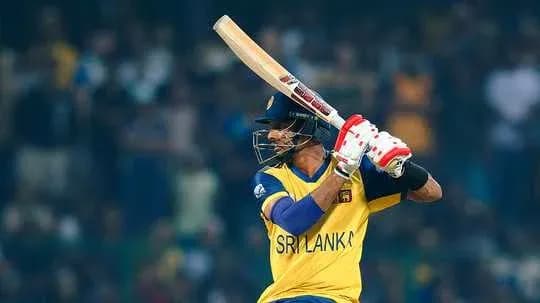 Batter from Sri Lanka preparing to hit ball