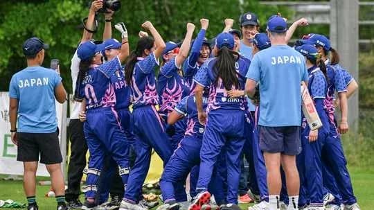 Japan women's cricket team celebrating a victory