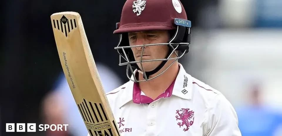 Cricketer from Somerset preparing to bat