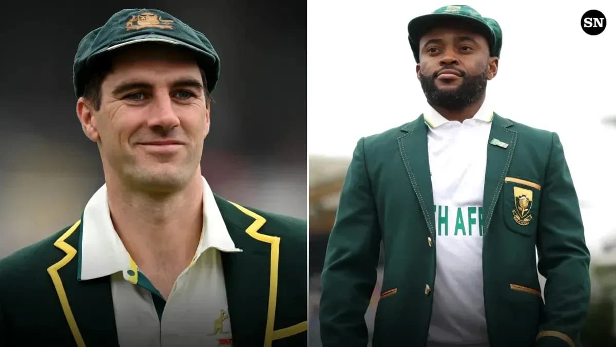 Two cricketers in team blazers and caps