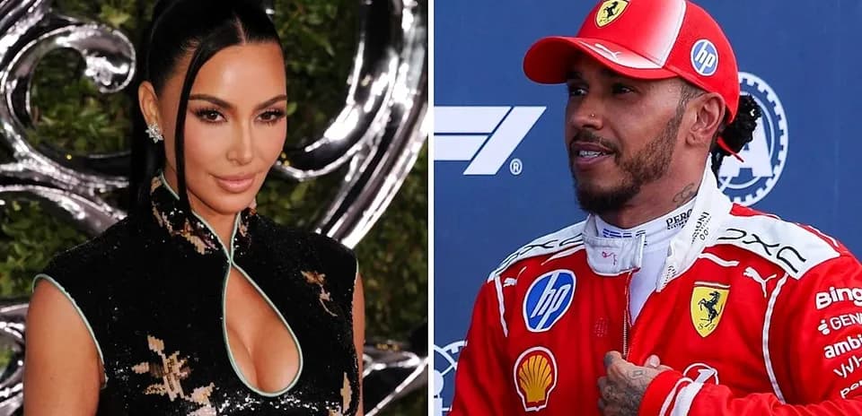 Kim Kardashian and Lewis Hamilton side by side
