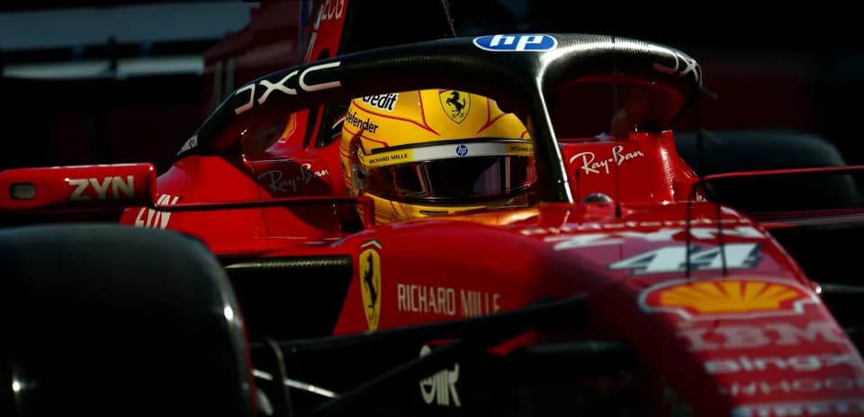 Driver in Ferrari car during Formula 1 session