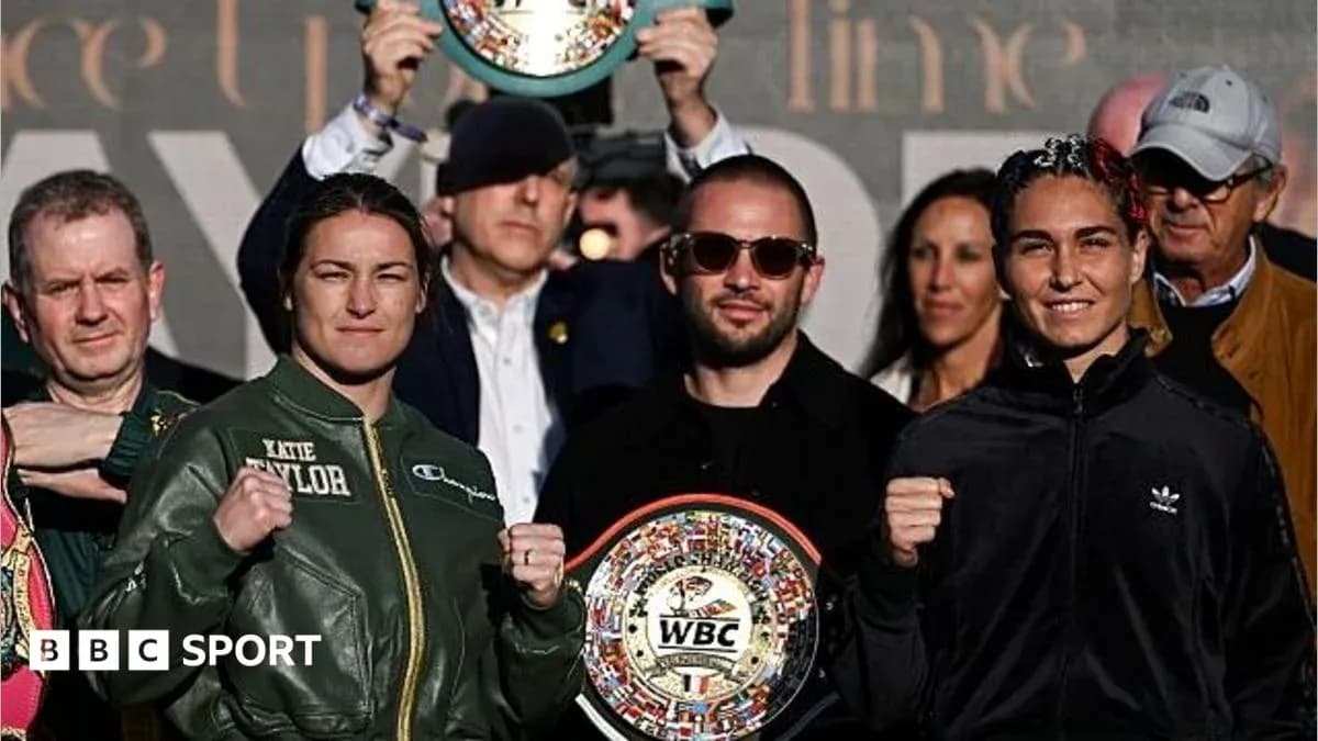 Katie Taylor and opponent at a boxing weigh-in