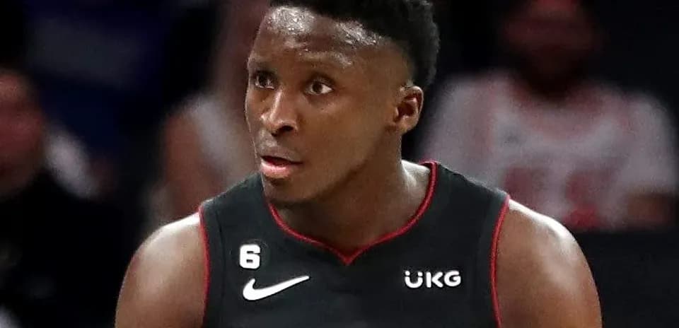 Basketball player in Miami Heat jersey during game