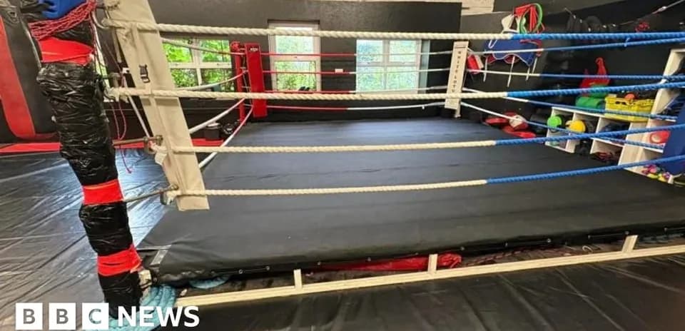 Empty boxing ring in a training facility