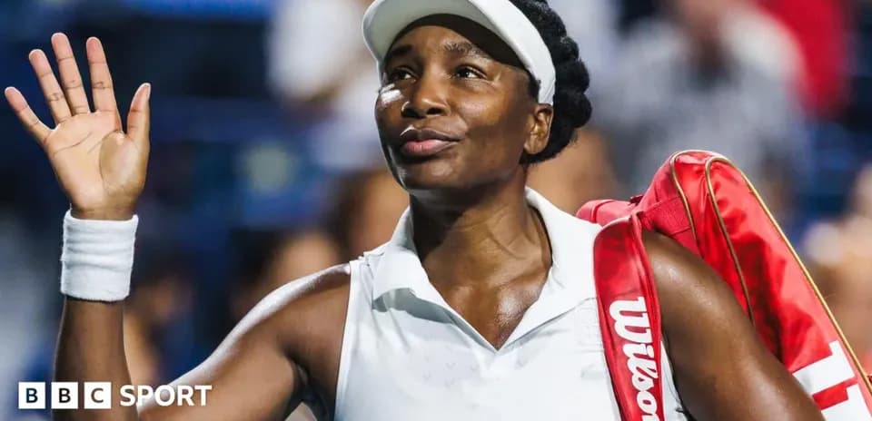 Tennis player waving after match with bag