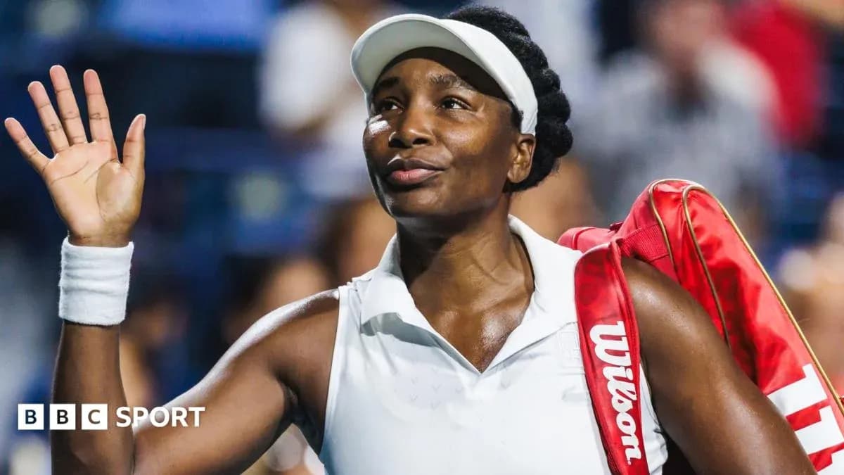 Tennis player waving after match with bag