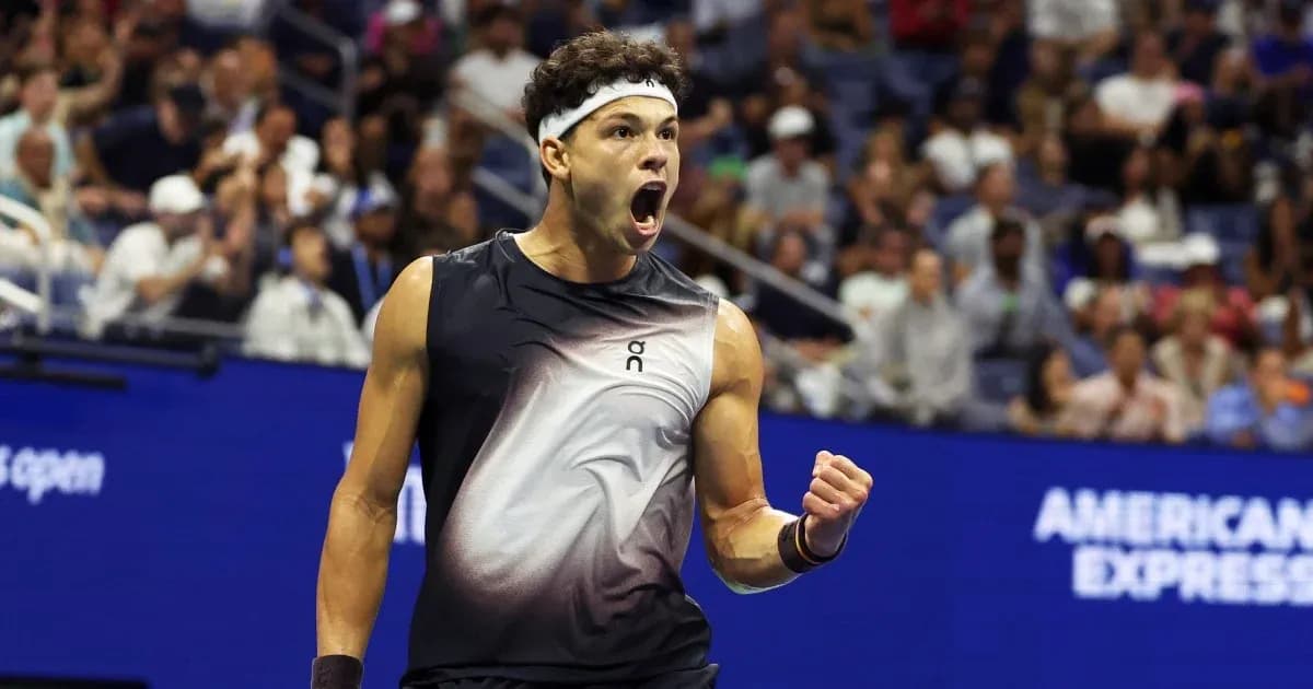 Player celebrating after winning a point at US Open