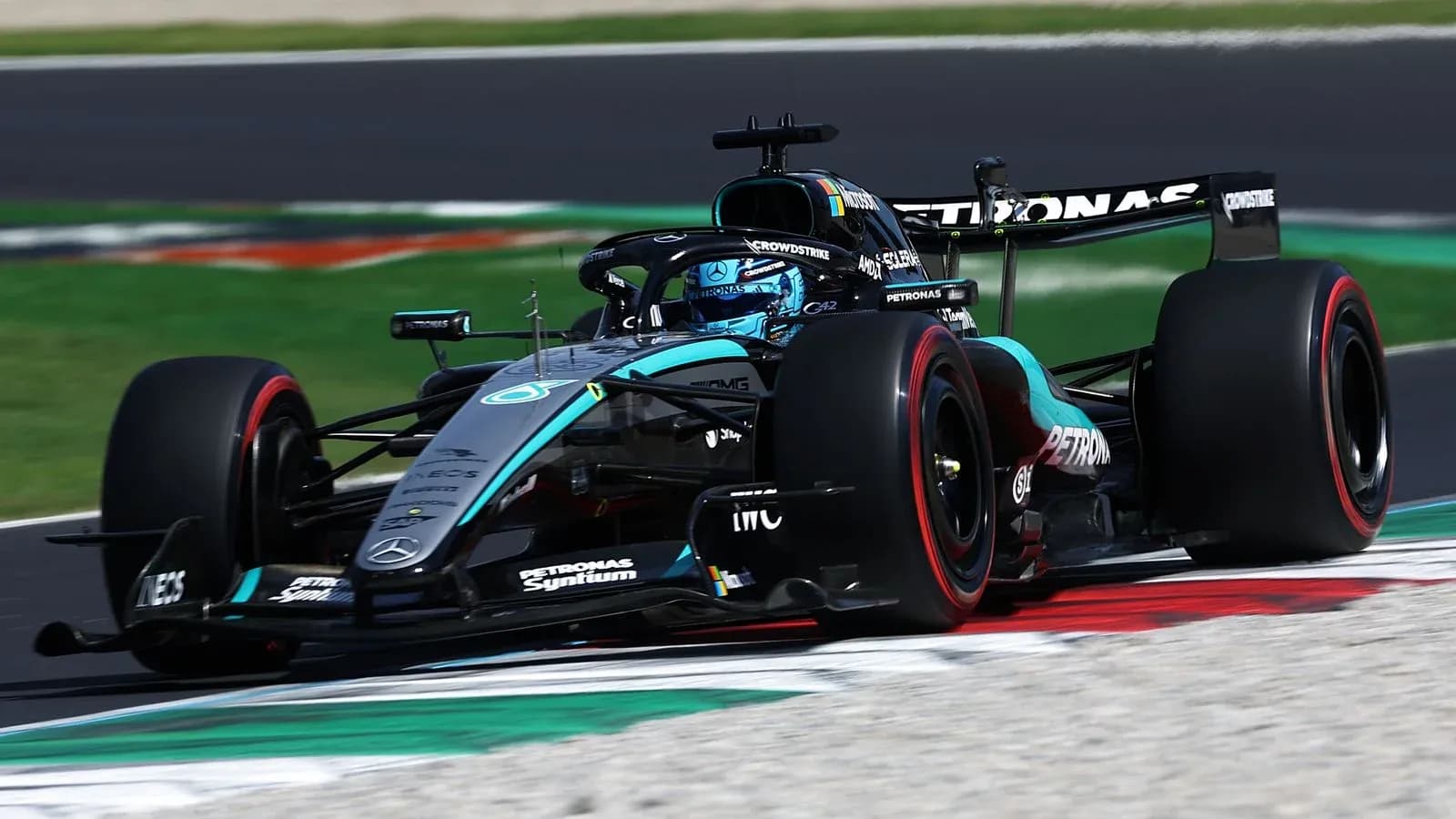 Mercedes Formula 1 car racing on track