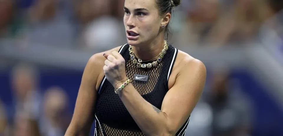 Tennis player celebrating during a match at US Open
