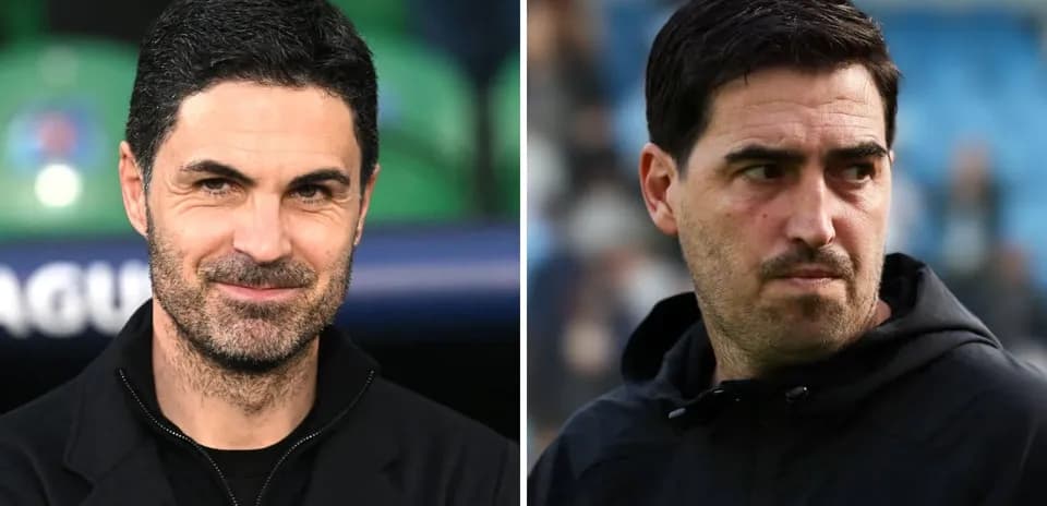 Two football managers side by side during match