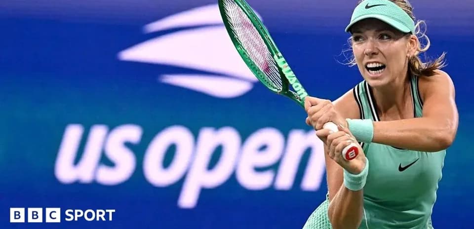 Tennis player hitting a backhand at US Open