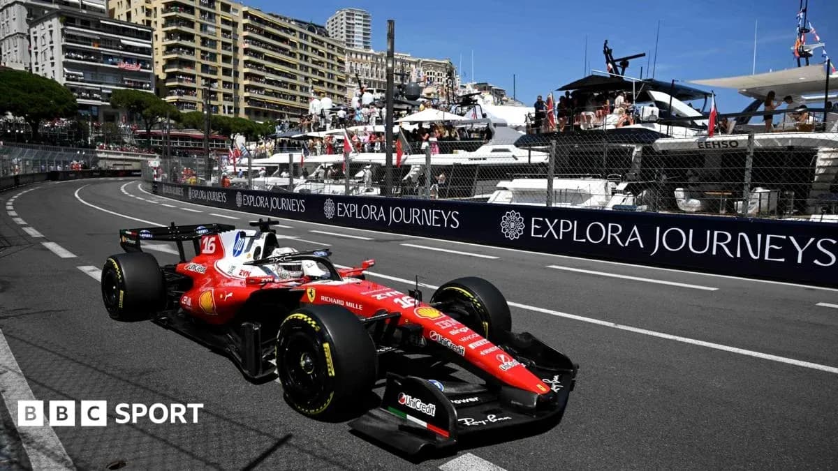 Ferrari car racing on Monaco street circuit