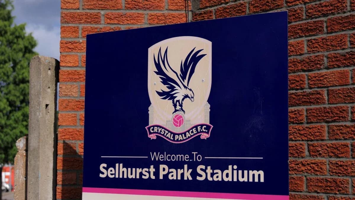 Welcome sign for Selhurst Park Stadium, home of Crystal Palace Welcome sign for Selhurst Park Stadium, home of Crystal Palace