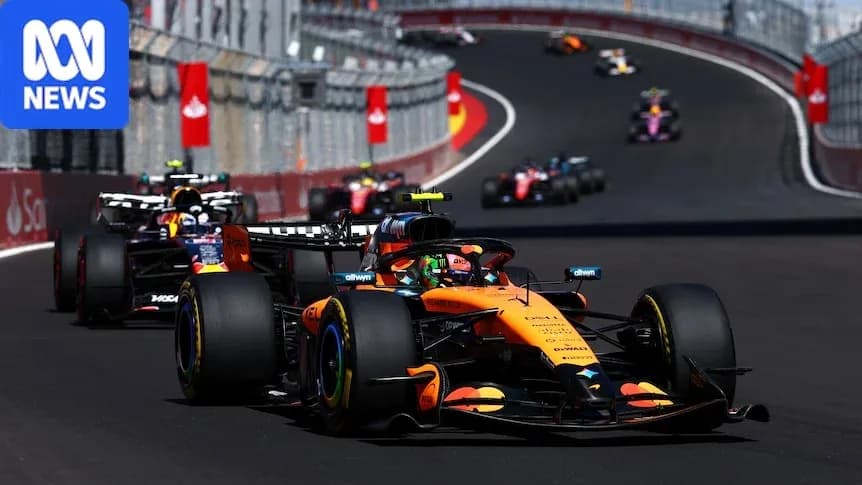McLaren car leading during Formula 1 race McLaren car leading during Formula 1 race