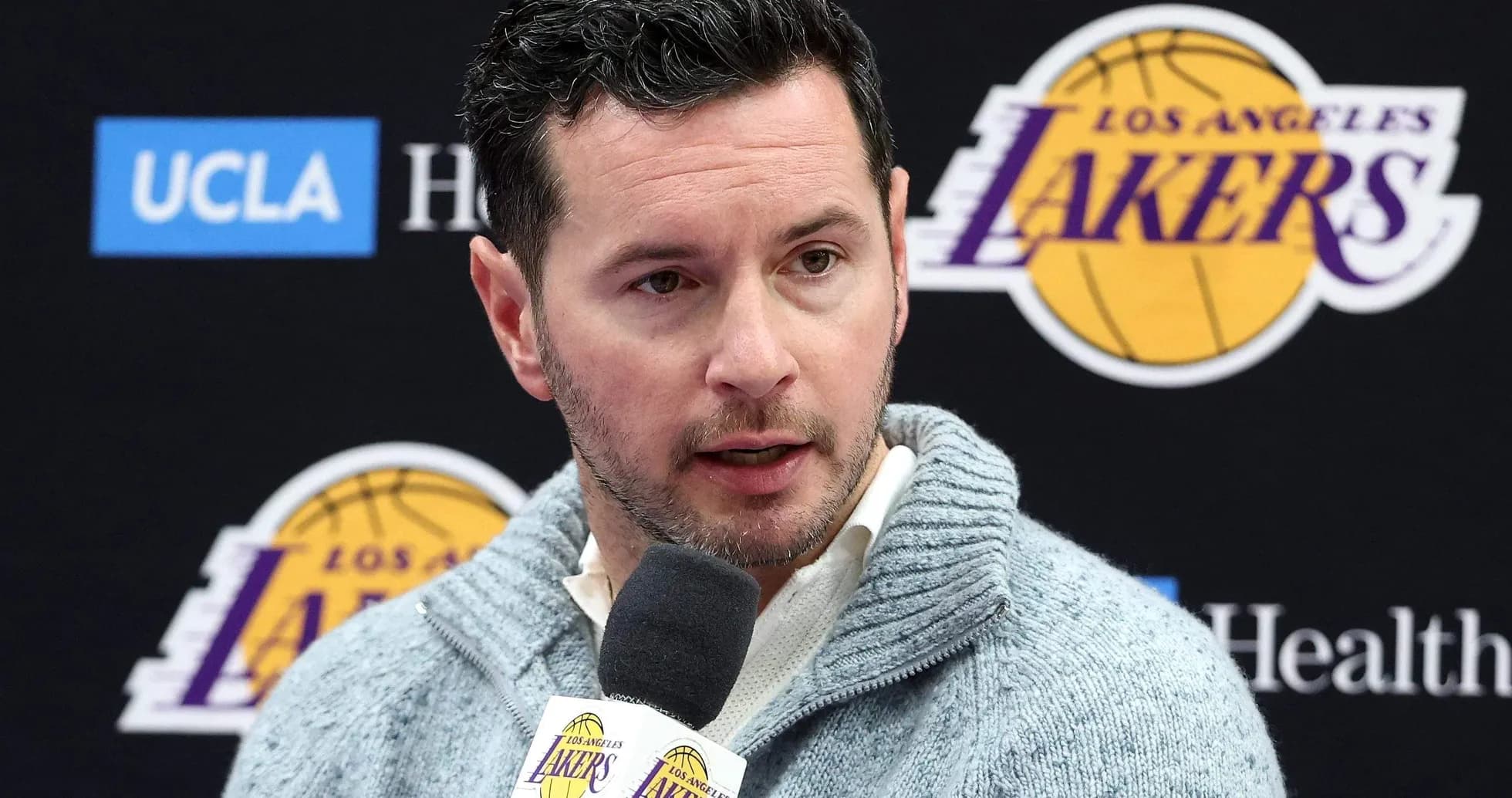 Official speaking at Los Angeles Lakers press conference Official speaking at Los Angeles Lakers press conference