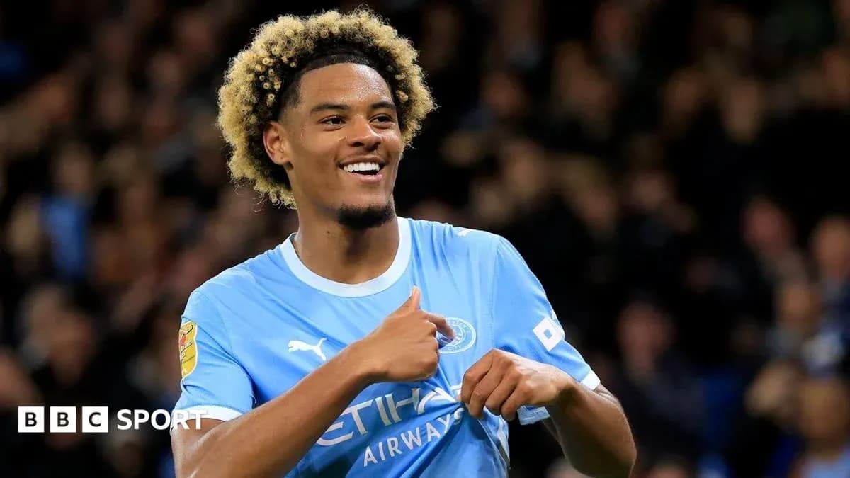 Player celebrating after scoring for Manchester City Player celebrating after scoring for Manchester City
