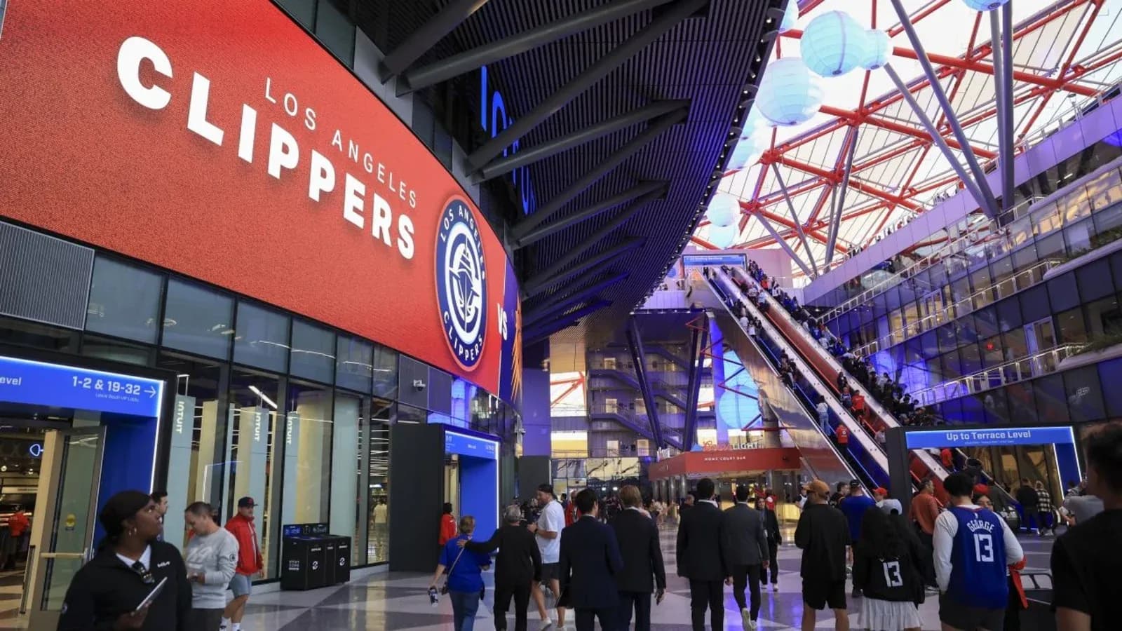 Fans entering arena before Los Angeles Clippers game Fans entering arena before Los Angeles Clippers game