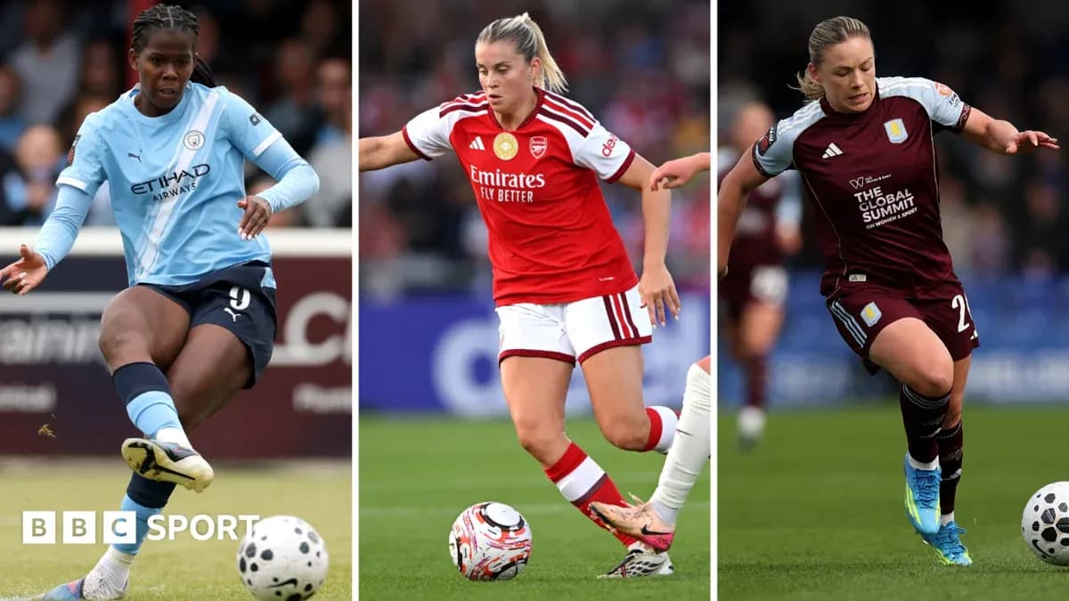 Three female football players in action during matches Three female football players in action during matches
