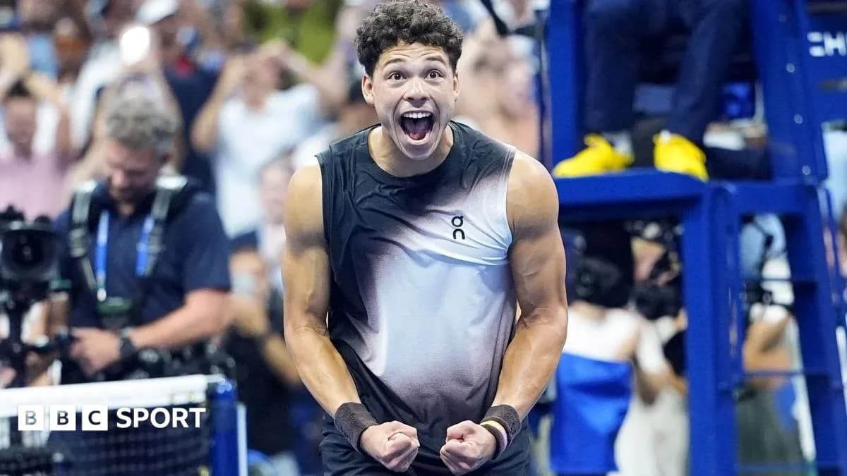 Tennis player celebrating during a match Tennis player celebrating during a match