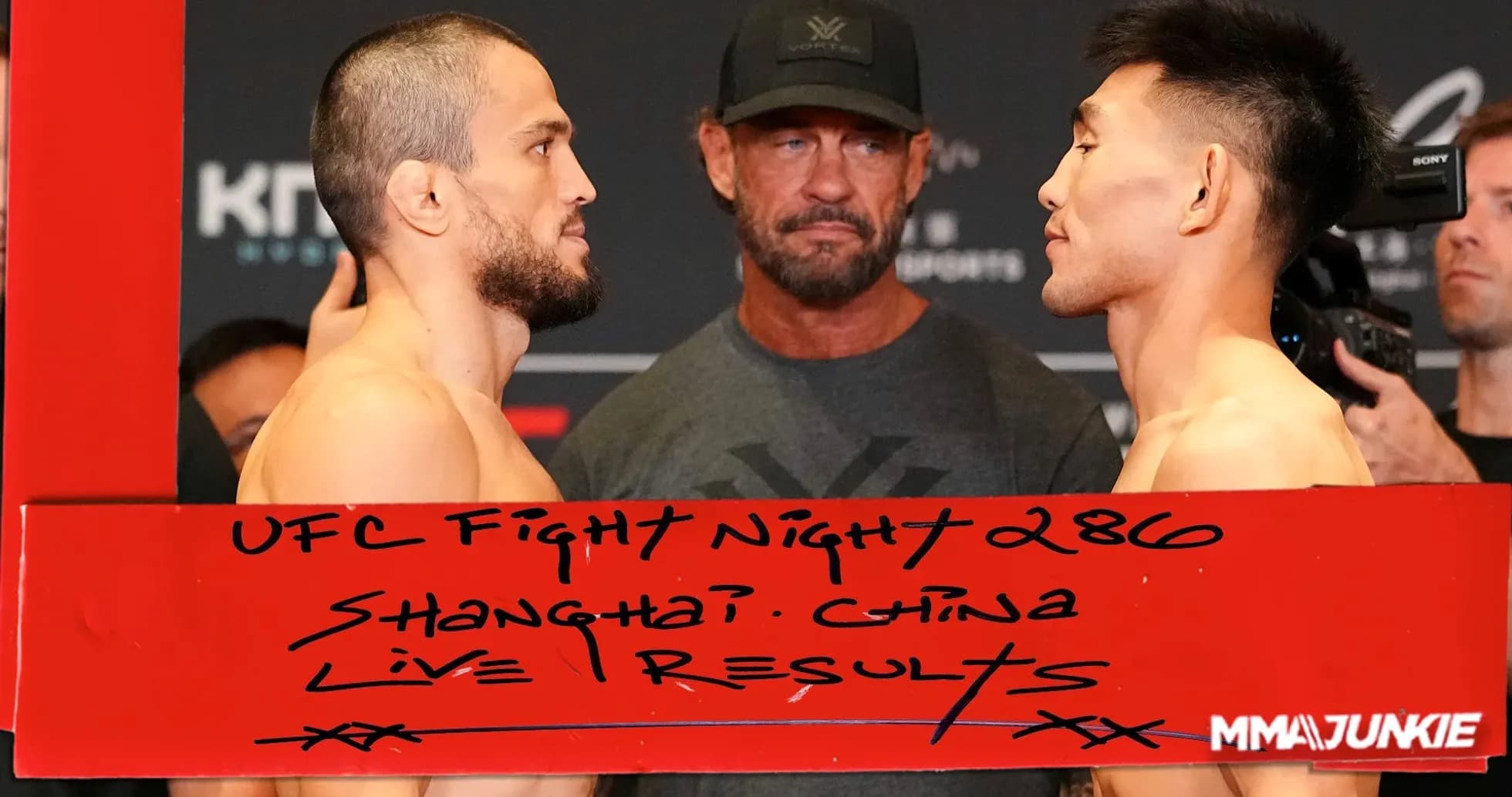 Two fighters facing off at UFC Fight Night 286 weigh-in Two fighters facing off at UFC Fight Night 286 weigh-in