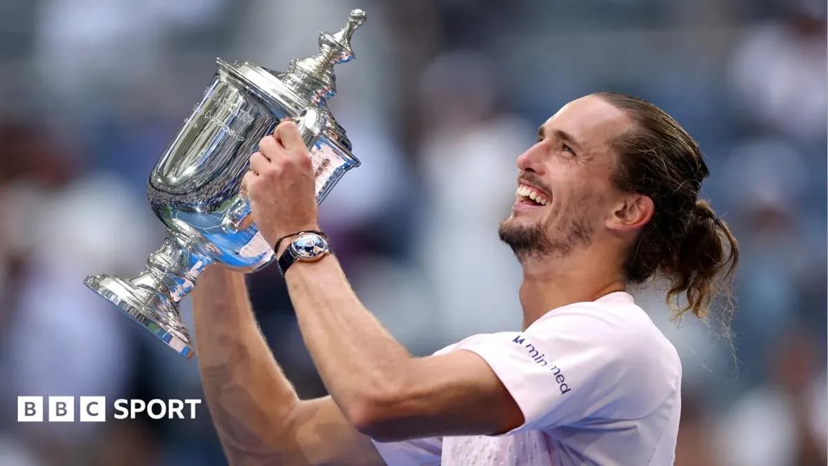 Player celebrating victory with trophy at event Player celebrating victory with trophy at event