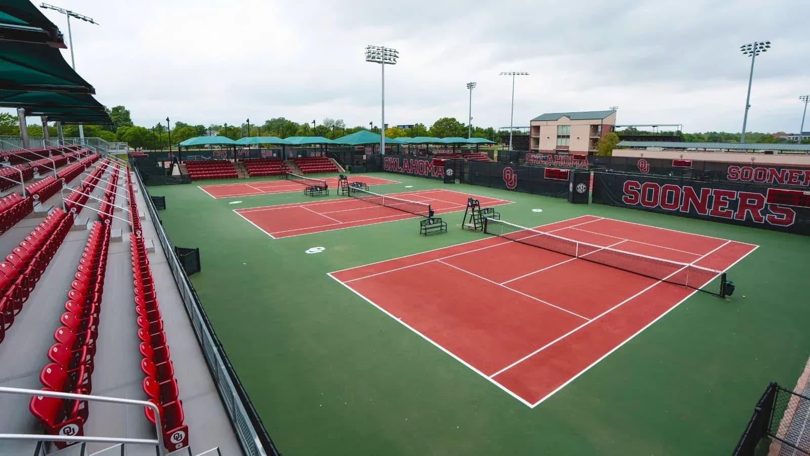 Empty tennis courts at Oklahoma Sooners facility Empty tennis courts at Oklahoma Sooners facility