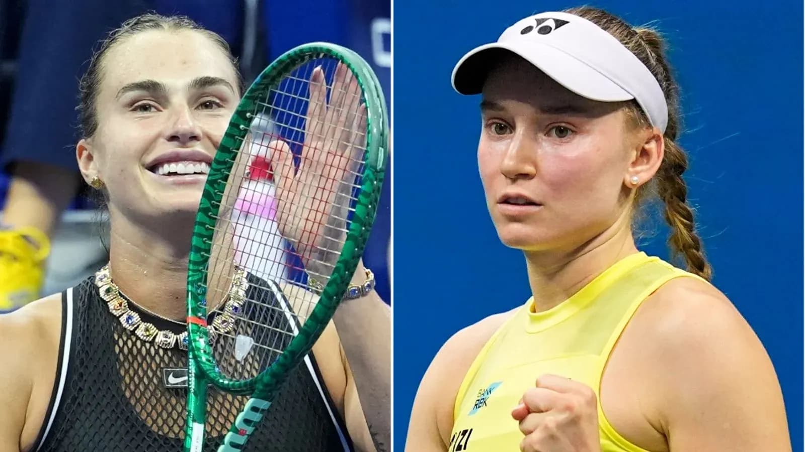 Two tennis players celebrating during a match Two tennis players celebrating during a match