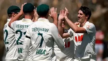 Players celebrating a wicket during cricket match Players celebrating a wicket during cricket match