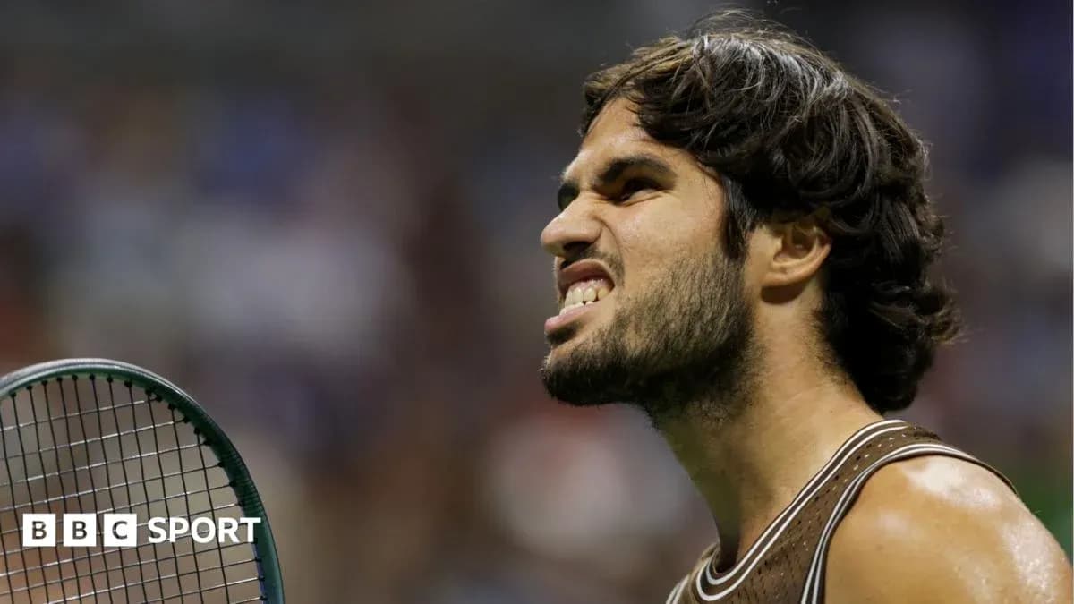 Tennis player celebrating with racket during match Tennis player celebrating with racket during match