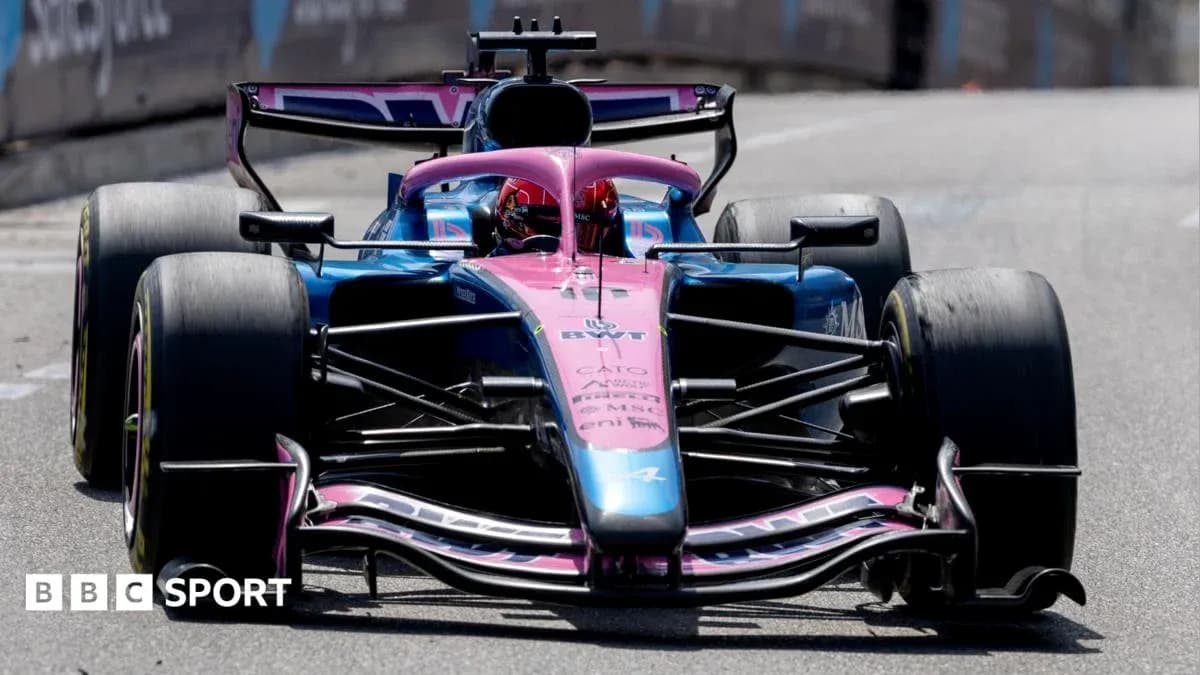 Formula 1 car racing on street circuit track Formula 1 car racing on street circuit track
