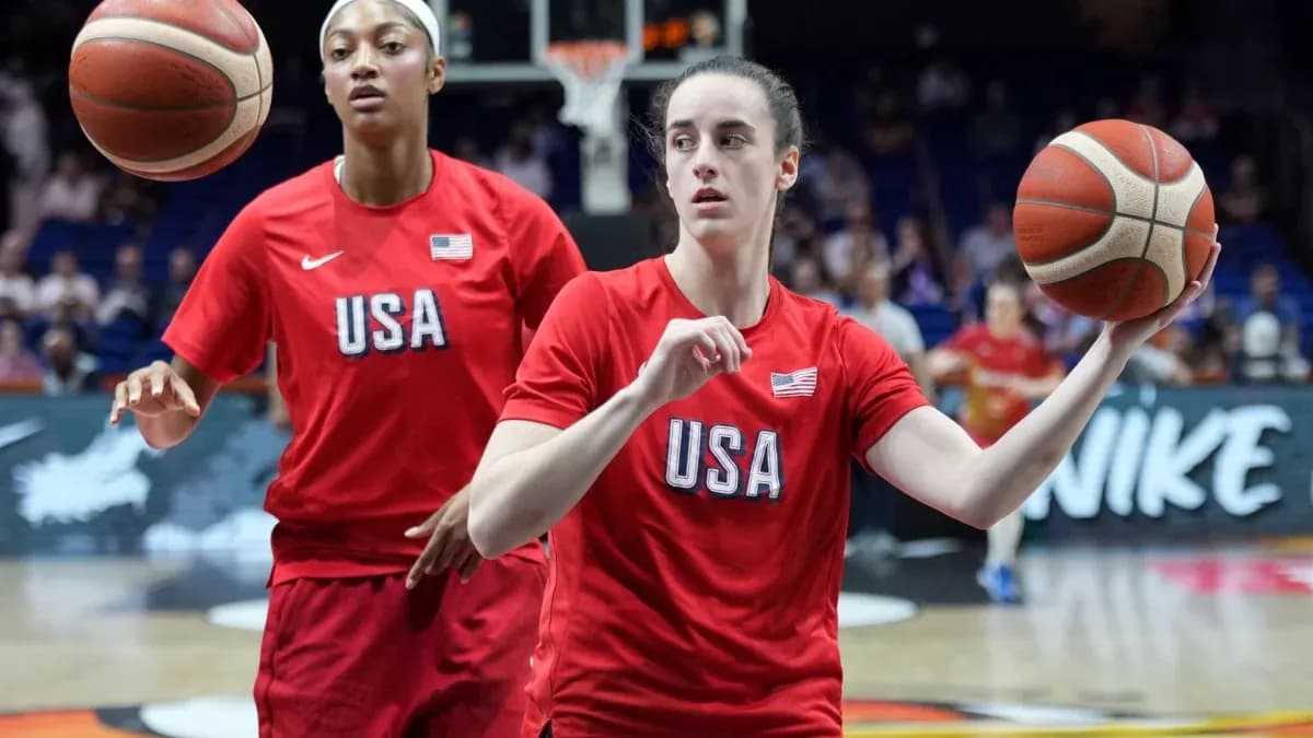 Two players warming up in USA basketball uniforms Two players warming up in USA basketball uniforms