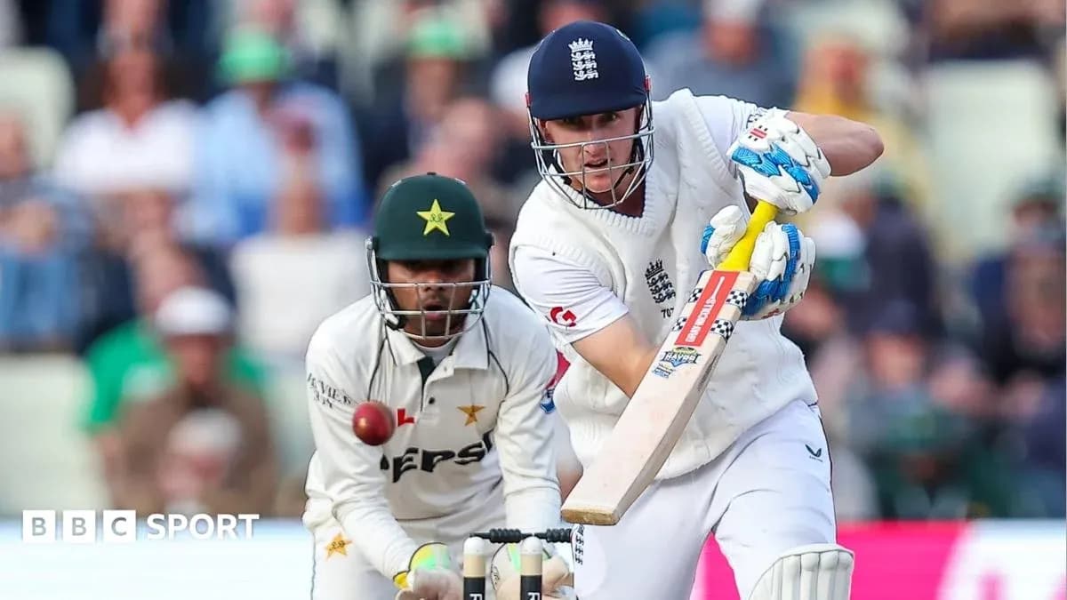 Batsman playing a shot as wicketkeeper prepares to catch Batsman playing a shot as wicketkeeper prepares to catch