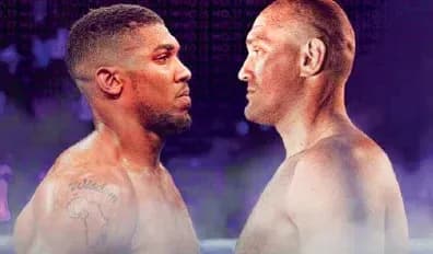 Anthony Joshua and Tyson Fury facing each other Anthony Joshua and Tyson Fury facing each other