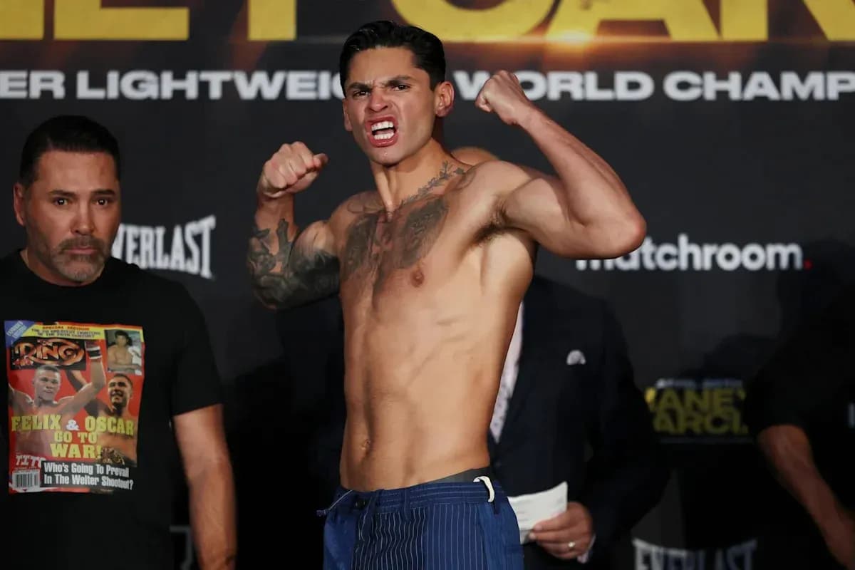 Fighter posing during weigh-in event for match Fighter posing during weigh-in event for match