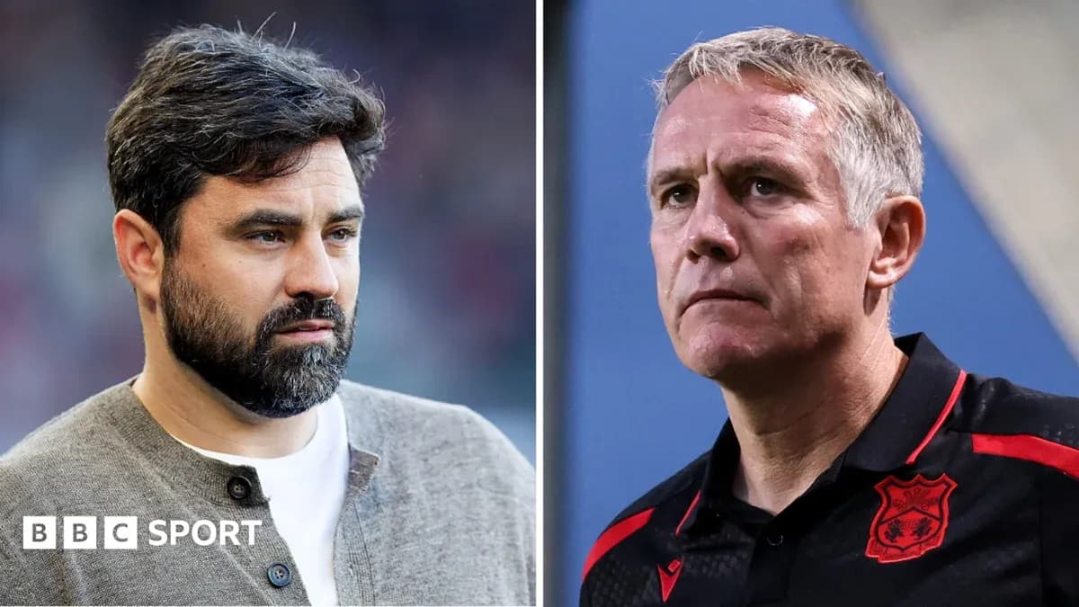 Two football managers during a match Two football managers during a match