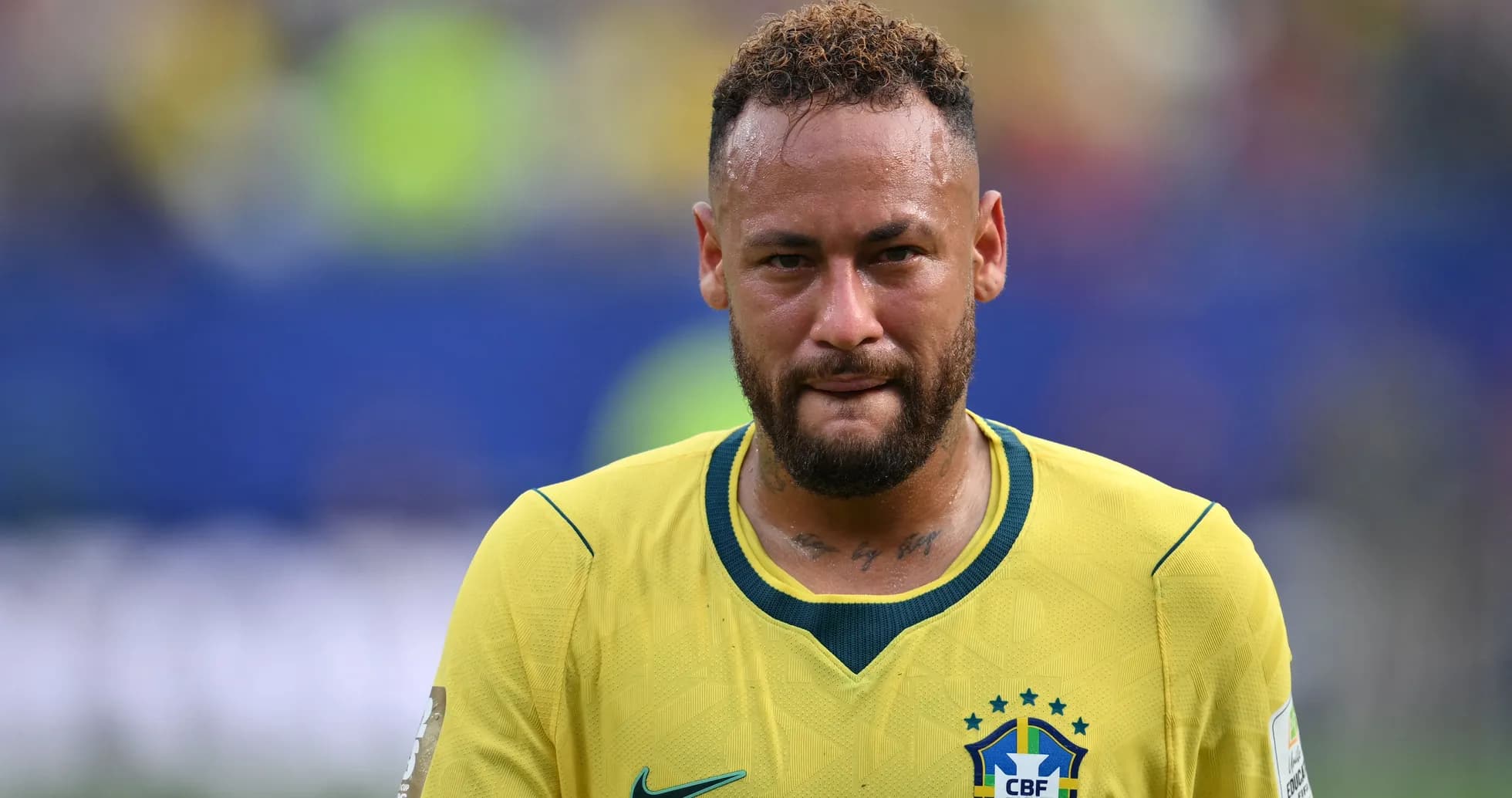 Neymar wearing Brazil jersey during match Neymar wearing Brazil jersey during match