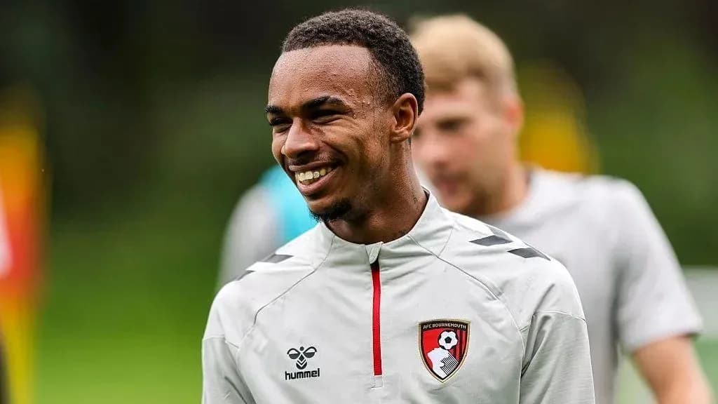 AFC Bournemouth player smiling during training session AFC Bournemouth player smiling during training session