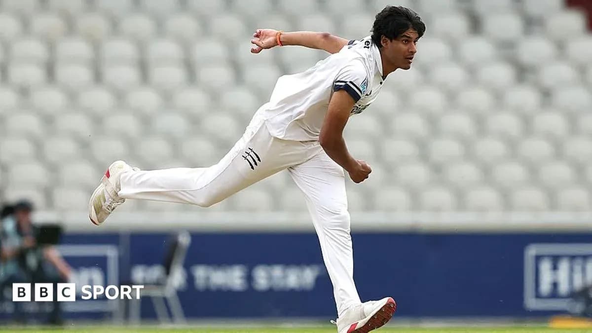 Bowler delivering a ball in a cricket match Bowler delivering a ball in a cricket match