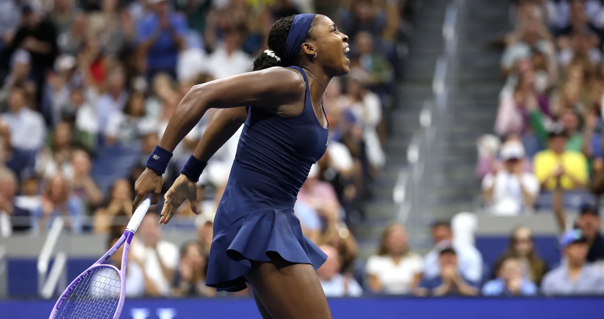 Player celebrating after winning a point in match Player celebrating after winning a point in match