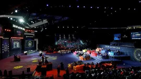 IPL auction event with teams and audience present IPL auction event with teams and audience present