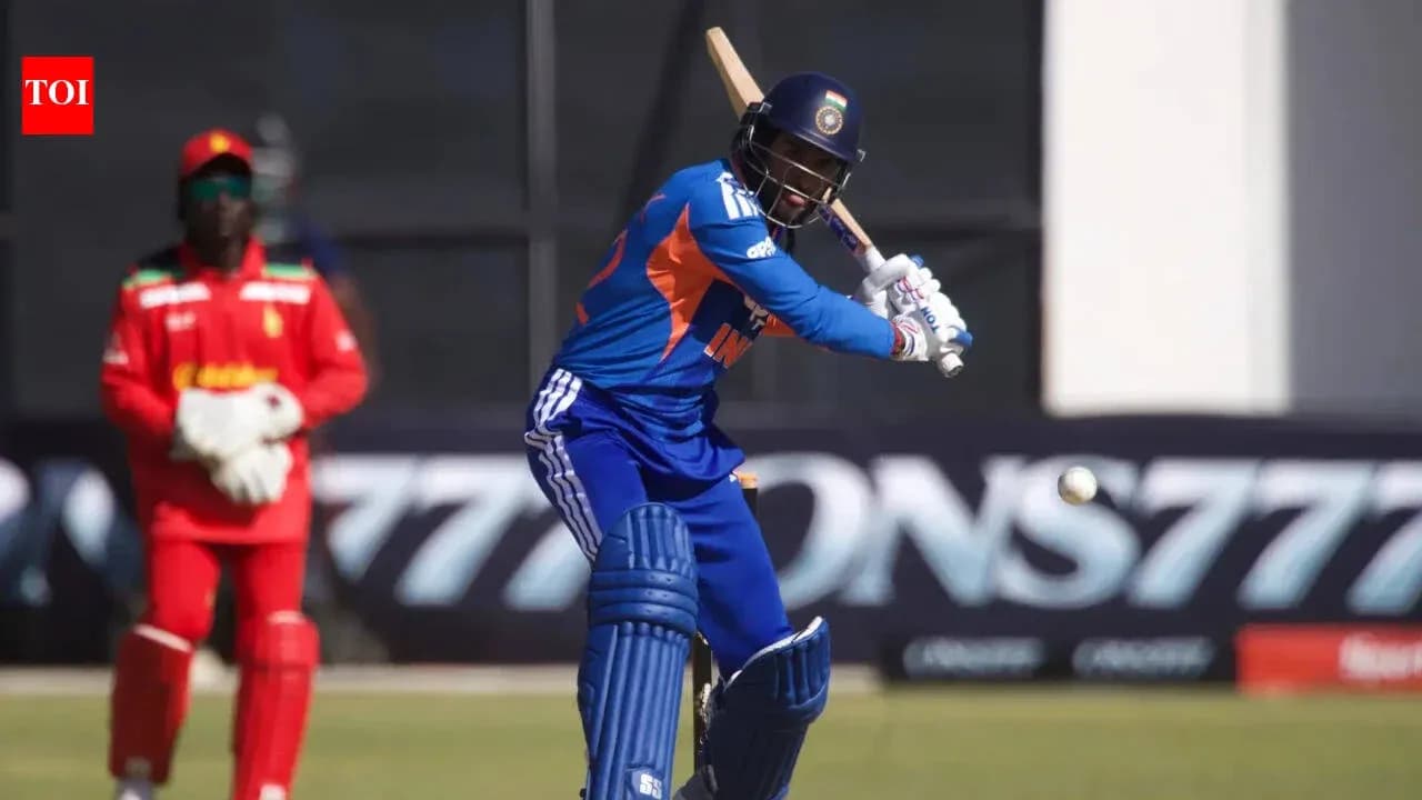 Batsman playing a shot during cricket match Batsman playing a shot during cricket match