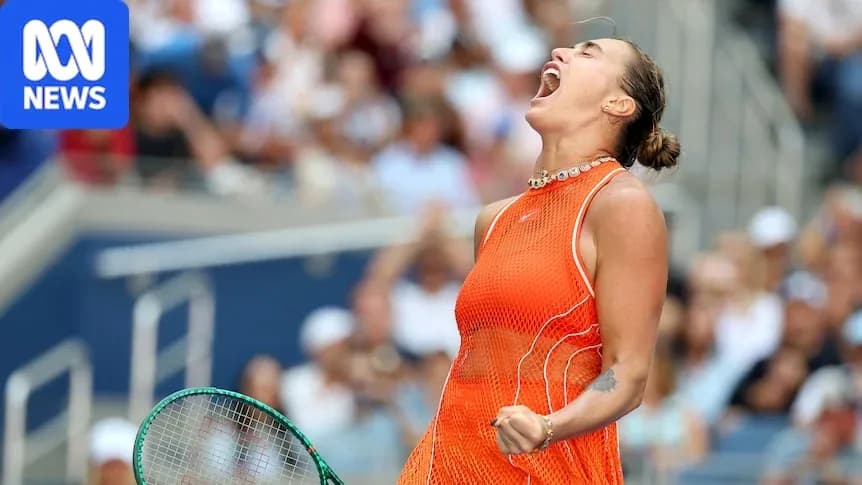 Player celebrating a point during tennis match Player celebrating a point during tennis match