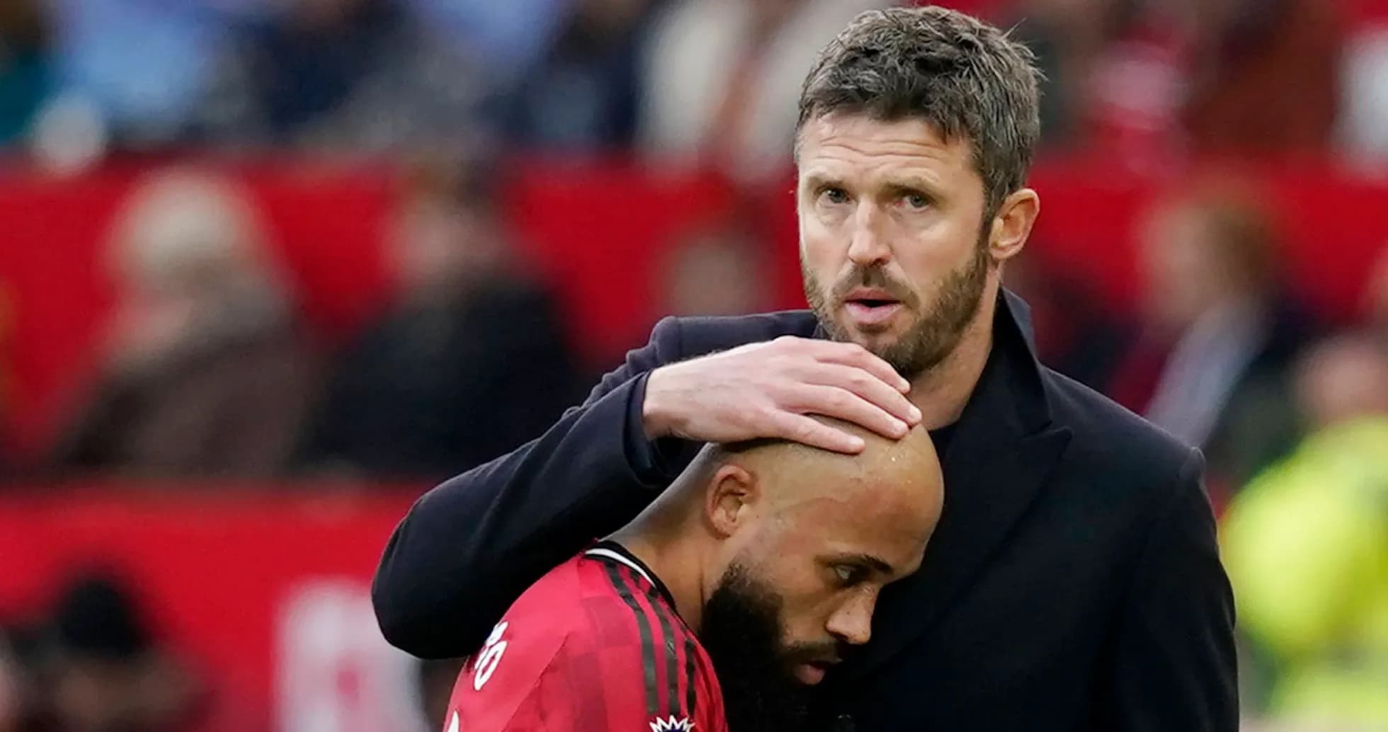 Coach comforting player during a match Coach comforting player during a match