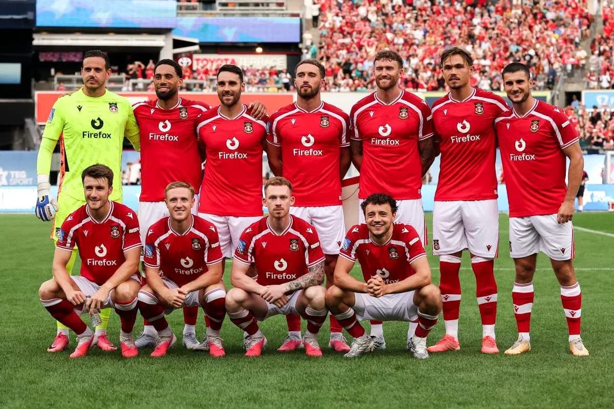 Wrexham AFC team posing for group photo Wrexham AFC team posing for group photo