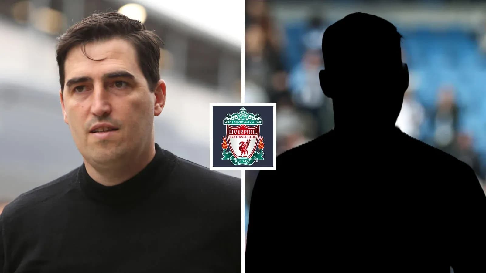 Person walking with Liverpool logo in background Person walking with Liverpool logo in background