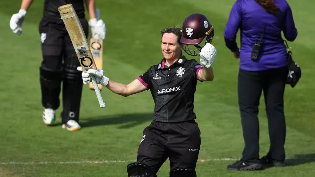 Batter celebrating after scoring runs during match Batter celebrating after scoring runs during match