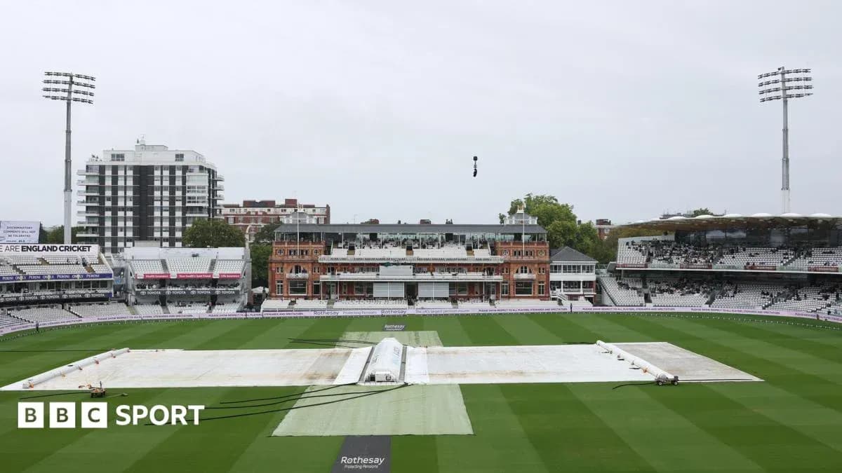 Cricket pitch covered with tarpaulin at Lord's Cricket pitch covered with tarpaulin at Lord's
